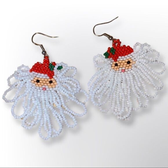 Host Pick 🤟🏻🤘🏻Beaded Jolly Saint Nick Earrings for Pierced Ears - Picture 2 of 9